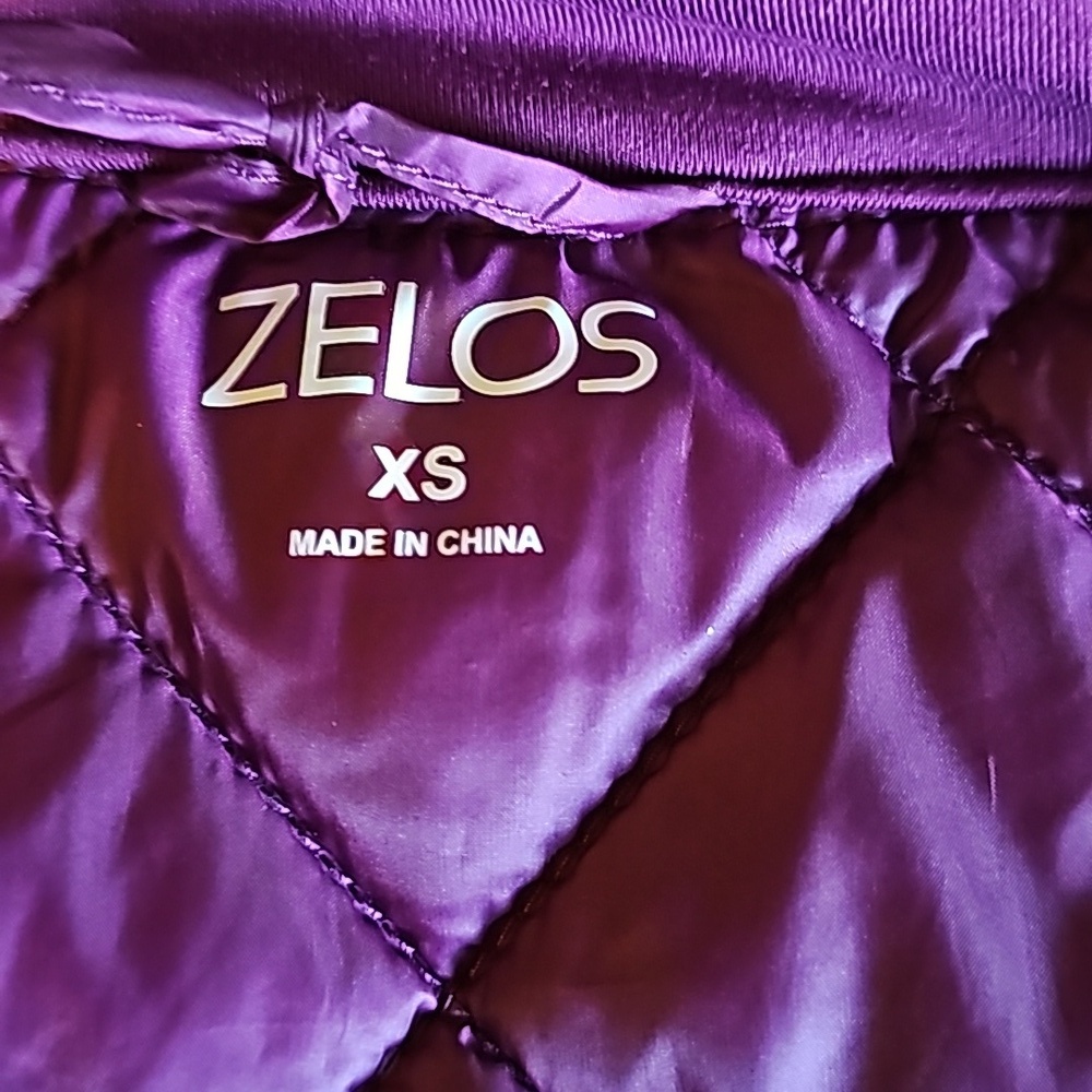 Zelos‎ Women XS Light Down Puffer  Vest Zip Jacket Burgundy - Picture 6 of 8